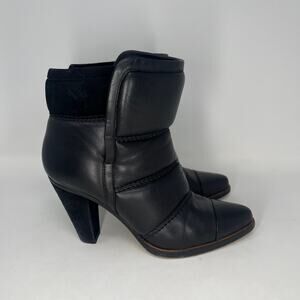 Chloé Black Leather Puffer Ankle Boot Designer Womens Size 36